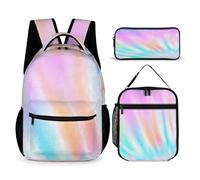 Mateju Set Zaino Scuola per Bambini, Stile Tie-Dye Set la Scuola e da Viaggio per Bambini, Composto da Zaino, Portapranzo e Astuccio per Bambini e Bambine Delle Scuole (Blu-rosa)
