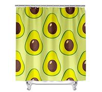 Mateju Tenda da Doccia Antimuffa in Poliestere,Impermeabile Antimuffa Tenda Doccia Angolare con 12 Ganci, Stampa Frutta 3D Tende Bagno Decorativa Tenda per Vasca da Bagno (Avocado,90x180cm)