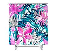 Mateju Tenda da Doccia Antimuffa in Poliestere, Impermeabile Antimuffa Tenda Doccia Angolare con 12 Ganci, 3D Piante Tende Bagno Decorativa Tenda per Vasca da Bagno (150x180cm,Fiore Viola)
