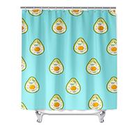Mateju Tenda da Doccia Antimuffa in Poliestere,Impermeabile Antimuffa Tenda Doccia Angolare con 12 Ganci, Stampa Frutta 3D Tende Bagno Decorativa Tenda per Vasca da Bagno (Avocado 2,90x180cm)