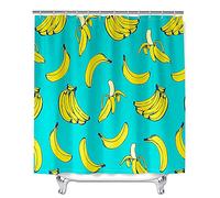 Mateju Tenda da Doccia Antimuffa in Poliestere,Impermeabile Antimuffa Tenda Doccia Angolare con 12 Ganci, Stampa Frutta 3D Tende Bagno Decorativa Tenda per Vasca da Bagno (Banana 2,90x180cm)