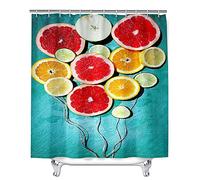 Mateju Tenda da Doccia Antimuffa in Poliestere,Impermeabile Antimuffa Tenda Doccia Angolare con 12 Ganci, Stampa Frutta 3D Tende Bagno Decorativa Tenda per Vasca da Bagno (Limes,90x180cm)