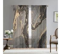 Mateju Tende per Interni Trasparenti Moderne 2 Pezzi, Marmo Tende Voile Semi Trasparenti Sheer Tendoni per Salotto per Balcone Camera da Letto (antracite,108L X 230A cm (2 Pannell)