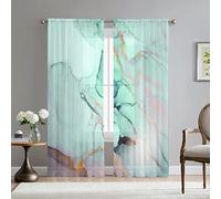 Mateju Tende per Interni Trasparenti Moderne 2 Pezzi, Marmo Tende Voile Semi Trasparenti Sheer Tendoni per Salotto per Balcone Camera da Letto (Verde menta,108L X 230A cm (2 Pannell)
