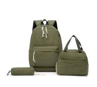 Mateju Tinta Unita Semplice Zainetto Bambina, Zainetto Bambini Leggero Traspirante, Set Zaino Scuola per Bambini Composto da Zaino,Portapranzo e Astuccio per Elementari e Medie (Verde)