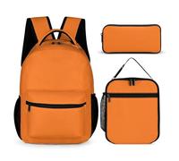 Mateju Tinta Unita Zainetto Bambino, Ragazzi e Ragazze Zaino da Viaggio, con Portapranzo e Astuccio 3 in 1 Zaino Scuola, per Zaino Scuola Media Set (Arancione)