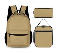 Mateju Tinta Unita Zainetto Bambino, Ragazzi e Ragazze Zaino da Viaggio, con Portapranzo e Astuccio 3 in 1 Zaino Scuola, per Zaino Scuola Media Set (Marrone)