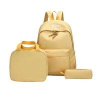 Mateju Tinta Unita Zainetto Bambino, Ragazzi e Ragazze Zaino da Viaggio, con Portapranzo e Astuccio 3 in 1 Zaino Scuola, per Zaino Scuola Media Set (Giallo)