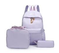 Mateju Tinta Unita Zainetto Bambino, Ragazzi e Ragazze Zaino da Viaggio, con Portapranzo e Astuccio 3 in 1 Zaino Scuola, per Zaino Scuola Media Set (Viola)