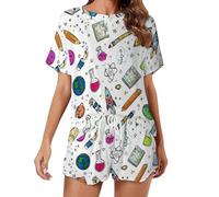 Matematica Chimica Fisica Scienza Formule Pigiama Donna Set Camicia A Maniche Corte E Pantaloncini 2 Pezzi Loungewear Sleepwear, Stile:, 4XL