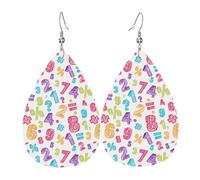 Matematica colorata numeri orecchini da donna, orecchini colorati in pelle goccia da donna, alla moda, orecchini a goccia, gioielli