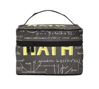 Matematica della scuola ha stampato la borsa cosmetica della borsa cosmetica di viaggio portatile, Nero , Taglia unica
