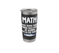 Matematica dove i treni viaggiano l'uno verso l'altro divertente amante della matematica Bicchiere termico in acciaio inox doppia parete