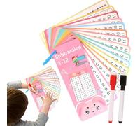 Matematica Flash Carte, Carte di apprendimento di matematica | Gioco di divisione moltiplicazione aggiunta sottrazione | Cancella a secco Schede educative a doppia faccia con fori e int