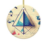 Matematica Geometria Geek Calcolo Stampa 2.9 Pollici Rotondo Ceramica Albero Di Natale Appeso Con Corde D'oro Per La Decorazione Di Vacanza E Regalo