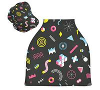 Matematica Geometrica Nera Auto per Bambini Passeggino Tettoia Copri Seggiolino Copertura Infermieristica per L'Allattamento Al Seno All-In-1 Morbido Traspirante Elastica Tettuccio