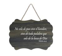 Mateo 4:4 No Sólo De Pan Vive El Hombre Sino De Toda Palabra Que Sale De La Boca De Dios Cartello in Legno 15,2 x 25,4 cm Wall Art Rustico Appeso Targhe in Legno per Porta d'Ingresso Soggiorno Cucina