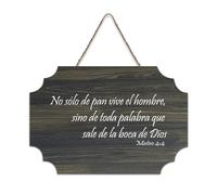 Mateo 4:4 No Sólo De Pan Vive El Hombre Sino De Toda Palabra Que Sale De La Boca De Dios Targa da parete in legno rustica da parete in legno Poster per decorazione nuova casa 15,2 x 25,4 cm