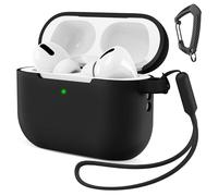 MATEPROX Custodia in Silicone Compatibile con AirPods Pro 3, Cover Protettiva Antiurto per Auricolari con Moschettone e Laccetto, per AirPods Pro 3ª Generazione 2025 -Nero