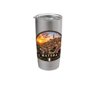 Matera Italia Tramonto Vecchio e Città Mediterraneo Design Bicchiere termico in acciaio inox doppia parete