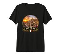 Matera Italia Tramonto Vecchio e Città Mediterraneo Design Maglietta Premium