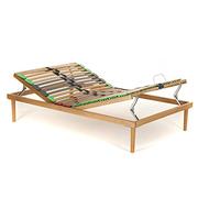 Materassimemory.eu Rete Piazza e mezza in legno di faggio Alzata Manuale Testa Piedi mis. 120x190 doghe ammortizzate e basculanti