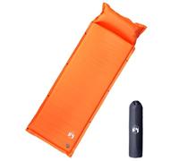 Materassino autogonfiabile con cuscino, arancione, 190 x 64 x 7 cm, ultraleggero, impermeabile e isolante, compatto, pieghevole, per campeggio, attività all'aperto, trekking, escursioni e viaggi