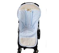 Materassino, copriseduta o cuscino compatibile con Bugaboo + Protezioni per cintura di sicurezza. Vari colori e modelli disponibili. (Noa Celeste/Camel, Trapuntato)