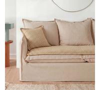 Materassino da seduta a quadri, cotone e lino, Cottage Marrone 60 x 180 cm