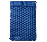 Materassino doppio autogonfiante con cuscino, blu navy, 195 x 130 x 8,5 cm, ultraleggero e impermeabile, compatto, pieghevole, per campeggio, attività all'aperto, trekking e festival