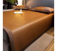 Materassino estivo traspirante in bambù carbonizzato, pieghevole e rinfrescante, in rattan intrecciato, perfetto per un sonno fresco estivo (caffè, 200 x 220 cm)