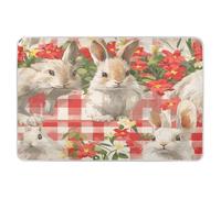 Materassino extra large riutilizzabile per imparare a fare pipì, altamente assorbente, per bambini, 132,1 x 86,4 cm, motivo: coniglietti e coniglietti con scritta "Happy Easter