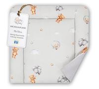 Materassino fasciatoio 75x72 cm - cuscino neonato in cotone lavabile pieghevole e portatile materasso da viaggio tappetino per cassettiera lavatrice e tavolo 75 x 72 Oeko-Tex Orsetti