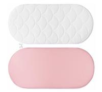 Materassino per passeggino, culla, passeggino, anti-soffocamento, morbido, testato secondo Oeko-Tex Standard 100, rivestimento 100% cotone rimovibile e lavabile, 75 x 35 x 3 cm, ovale, rosa