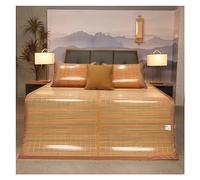 Materassino rinfrescante in bambù, portatile, pieghevole, estivo, tappetino da letto in bambù naturale, liscio, 1,5 x 1,95 m, perfetto per la stagione calda