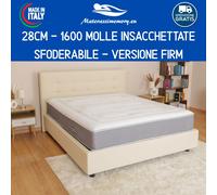 Materasso 1600 molle e Memory SPRING EVO FIRM alto 28 cm 4 strati detraibile