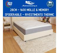 Materasso 1600 Molle Indipendenti e Memory SPRING EVO alto 28 Detraibile