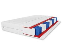 Materasso a molle insacchettate a 7 SOLI 90 x 200 cm, durezza H3, altezza ca. 18 cm, colore: bianco, con rivestimento
