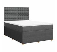 Materasso a molle insacchettate con schiuma letto matrimoniale 140x190 | Giroletto a Molle con Materasso Grigio Scuro 140x190 cm Tessuto Letto Base Con Testiera Regolabile con Coprimaterasso