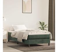 Materasso a molle insacchettate medio, verde scuro, 100 x 200 x 20 cm, rivestimento in velluto, ergonomico, con schiuma fredda e anima a molle, reversibile, per camera da letto, cameretta dei bambini