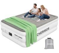 Materasso ad aria Queen con pompa integrata, comfort rialzato da 45,7 cm, supporto resistente con travi rinforzate, materasso ad aria multistrato a tenuta stagna per gli ospiti in campeggio, 362,9 kg