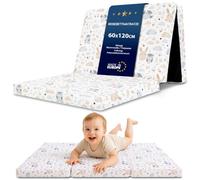 Materasso Culla 60x120 cm pieghevole per Lettino da Viaggio - Sfoderabile con rivestimento lavabile a 30 gradi & borsa inclusa - Materasso Bambini in schiuma Gufi