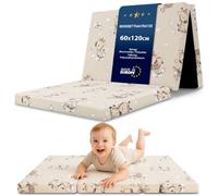Materasso Culla 60x120 cm pieghevole per Lettino da Viaggio - Sfoderabile con rivestimento lavabile a 30 gradi & borsa inclusa - Materasso Bambini in schiuma Giraffe