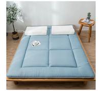 Materasso da pavimento giapponese a quadri, futon in cotone pieghevole e lavabile, spesso arrotolabile, tatami, letto per gli ospiti, comodo materasso da terra per salotto da campeggio (blu, 150 x 200