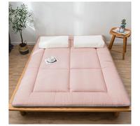 Materasso da pavimento giapponese a quadri, futon in cotone pieghevole e lavabile, spesso arrotolabile, tatami, letto per gli ospiti, comodo materasso da terra per campeggio (rosa, 120 x 200 cm)