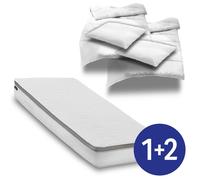 Materasso ergonomico a molle insacchettate a 7 zone Sleezzz Diamond T1000 180 x 200 cm, altezza 23 cm, livello di rigidità H2/H3, 1000 molle/2 m² + 2 set da letto in microfibra CloudComfort Basic 135