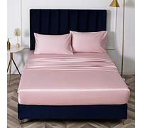Materasso Foglio Letto Tascabile Profondo, Tela da Letto Foglio di Seta in Seta Singolo Cover del Letto Non Slip Materasso Protettore per Doppio King-Light_Pink_200cmx200cm*32cm
