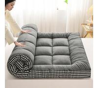 Materasso futon giapponese a quadri, extra soffice, pieghevole, tatami, morbido, traspirante, arrotolabile, portatile, per soggiorno, dormitorio, ospiti, divano da campeggio (D, 90 x 200 cm)