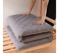 Materasso futon giapponese aggiornato, tappetino tatami, letto singolo/doppio/queen/king size, materasso pieghevole da pavimento, portatile da viaggio e campeggio (grigio, 150 x 200 cm)