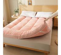 Materasso futon giapponese arrotolabile pieghevole materasso thailandese da pavimento per campeggio, taglia singolo, rosa 150 x 200 cm, soluzione per dormire comoda e portatile